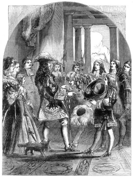 Framed Print : James II taking leave of Louis XIV, 1680s, (19th century) Framed Print : James II taking leave of Louis XIV, 1680s, (19th century)