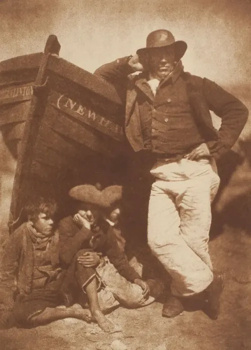 Framed Print : James Linton and Three Boys, Newhaven, 1843 / 47, printed c. 1916 Framed Print : James Linton and Three Boys, Newhaven, 1843 / 47, printed c. 1916