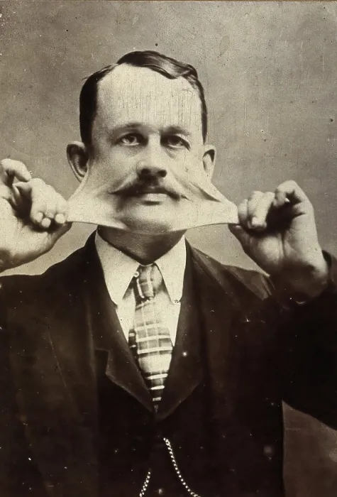 Framed Print : James Morris, stretching the skin on his face. Creator: Unknown Framed Print : James Morris, stretching the skin on his face. Creator: Unknown