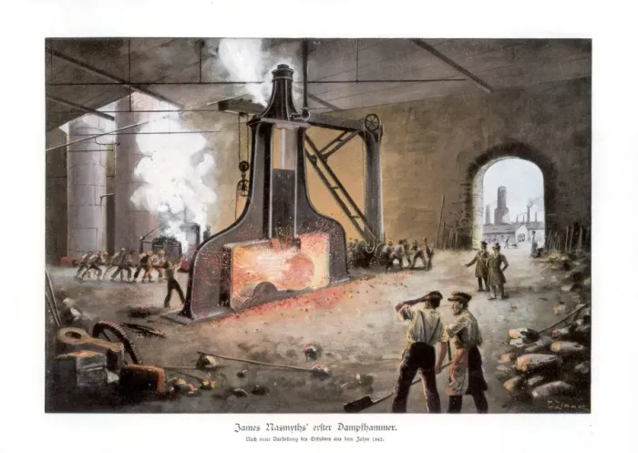 Framed Print : James Nasmyths steam hammer, 1900. Artist: E Zimmer Framed Print : James Nasmyths steam hammer, 1900. Artist: E Zimmer