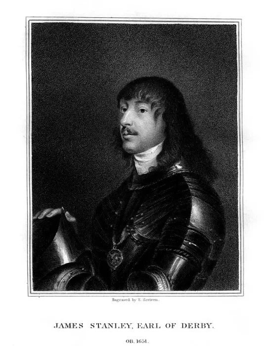 Framed Print : James Stanley, 7th Earl of Derby, Royalist supporter, (1824). Artist: E Scriven Framed Print : James Stanley, 7th Earl of Derby, Royalist supporter, (1824). Artist: E Scriven