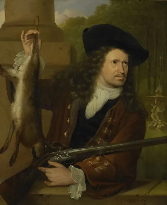 Framed Print : Jan de Hooghe (1650-1731). Anna de Hooghe's Cousin, Dressed for Shooting, 1700. Creator: Ludolf Bakhuizen Framed Print : Jan de Hooghe (1650-1731). Anna de Hooghe's Cousin, Dressed for Shooting, 1700. Creator: Ludolf Bakhuizen