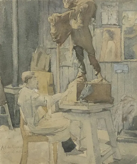 Framed Print : Jan Toorop in a sculptor's studio, 1883. Creator: Antoon Derkinderen Framed Print : Jan Toorop in a sculptor's studio, 1883. Creator: Antoon Derkinderen