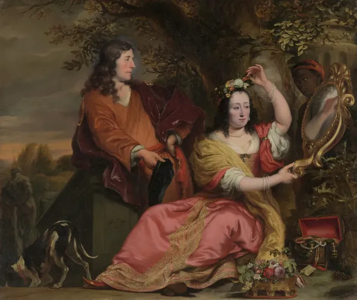 Framed Print : Jan van der Voort and His Sister Catharina with a Servant, 1661. Creator: Ferdinand Bol Framed Print : Jan van der Voort and His Sister Catharina with a Servant, 1661. Creator: Ferdinand Bol