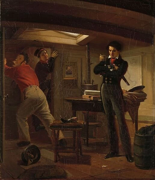 Jan van Speijk Debating whether to Set Fire to the Gunpowder, 1834. Creator: Jacobus Schoemaker Doyer