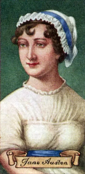 Framed Print : Jane Austen, taken from a series of cigarette cards, 1935 Framed Print : Jane Austen, taken from a series of cigarette cards, 1935