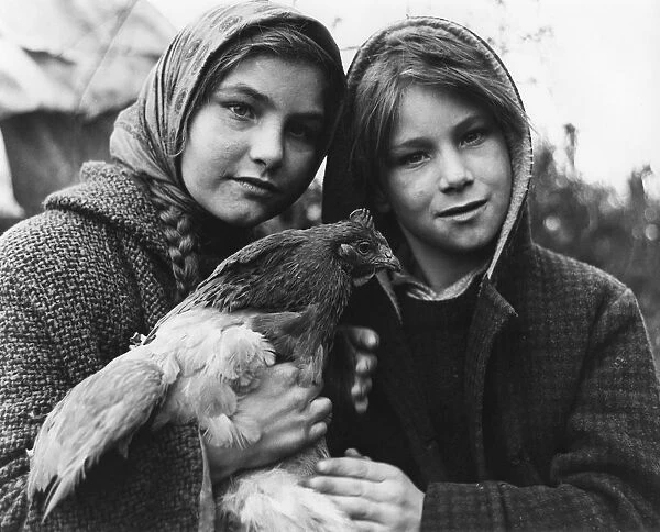 Janie and her brother, gipsy family, Charlwood, Surrey, 1964