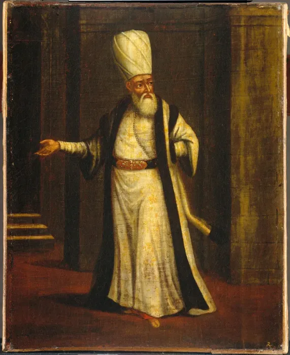 Framed Print : A Janissary Aga, 1737. Artist: Vanmour (Van Mour), Jean-Baptiste (1671-1737) Framed Print : A Janissary Aga, 1737. Artist: Vanmour (Van Mour), Jean-Baptiste (1671-1737)