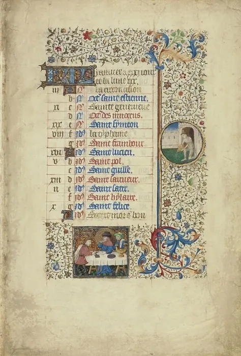 Framed Print : January Calendar Page: Feasting: Aquarius; Book of Hours, about 1440-1450. Creator: Workshop of the Bedford Master Framed Print : January Calendar Page: Feasting: Aquarius; Book of Hours, about 1440-1450. Creator: Workshop of the Bedford Master