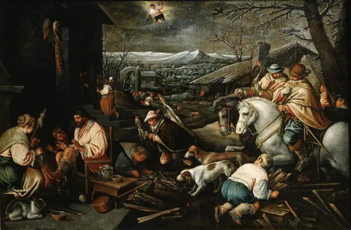 Framed Print : January (from the series The Seasons ), late 16th or early 17th century. Artist: Leandro Bassano