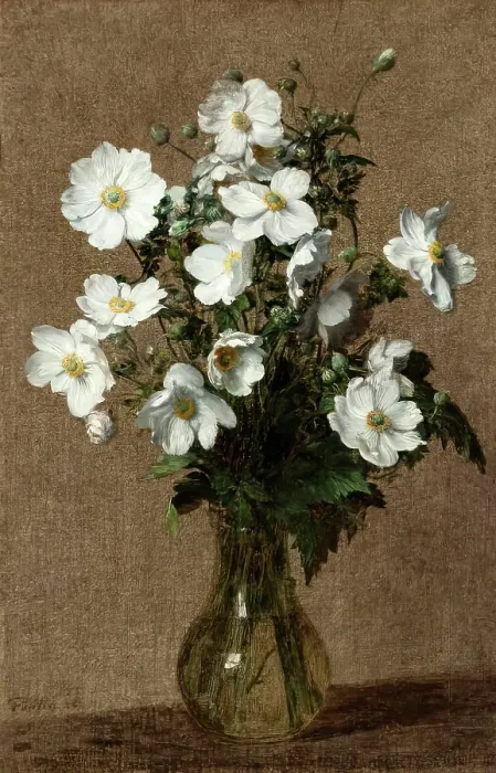 Framed Print : Japanese Anemones, 1884. Creator: Henri Fantin-Latour Framed Print : Japanese Anemones, 1884. Creator: Henri Fantin-Latour