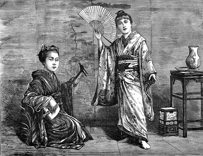 Framed Print : Japanese dancing-girl practising, 1874. Creator: Unknown Framed Print : Japanese dancing-girl practising, 1874. Creator: Unknown
