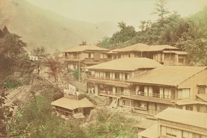Framed Print : A Japanese Hotel at Hakone, 1897. Creator: Ogawa Kazumasa Framed Print : A Japanese Hotel at Hakone, 1897. Creator: Ogawa Kazumasa