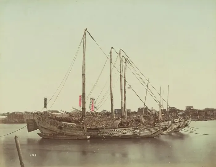 Framed Print : Japanese Junks, 1870s-1890s. Creator: Kusakabe Kimbei Framed Print : Japanese Junks, 1870s-1890s. Creator: Kusakabe Kimbei