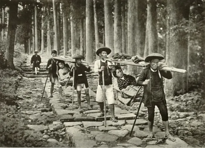 Framed Print : Japanese Ladies Going to the Shrines, Nikko, 1910. Creator: Herbert Ponting Framed Print : Japanese Ladies Going to the Shrines, Nikko, 1910. Creator: Herbert Ponting