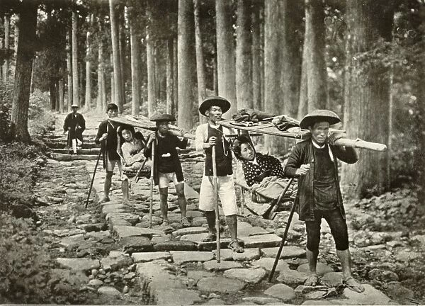 Japanese Ladies Going to the Shrines, Nikko, 1910. Creator: Herbert Ponting