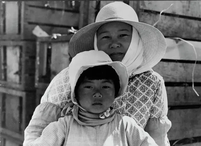 Framed Print : Japanese mother and daughter, agricultural workers near Guadalupe, California, 1937. Creator: Dorothea Lange Framed Print : Japanese mother and daughter, agricultural workers near Guadalupe, California, 1937. Creator: Dorothea Lange