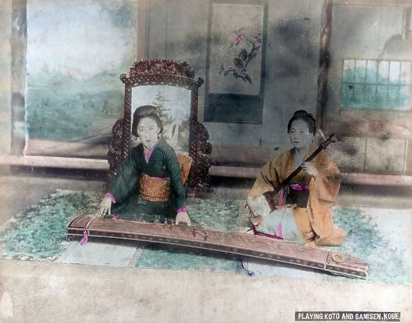 Japanese music: women playing Koto and Samisen, Kobe, Japan