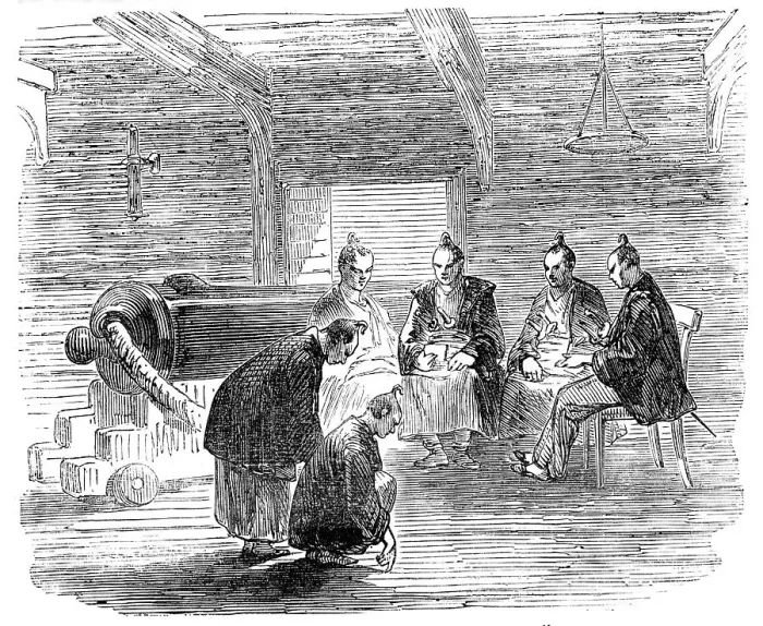 Framed Print : Japanese Officials on board The Winchester, at Nagasaki, 1856. Creator: Unknown. Japanese Officials on board The Winchester, at Nagasaki, 1856. Creator: Unknown Framed Print : Japanese Officials on board The Winchester, at Nagasaki, 1856. Creator: Unknown. Japanese Officials on board The Winchester, at Nagasaki, 1856. Creator: Unknown