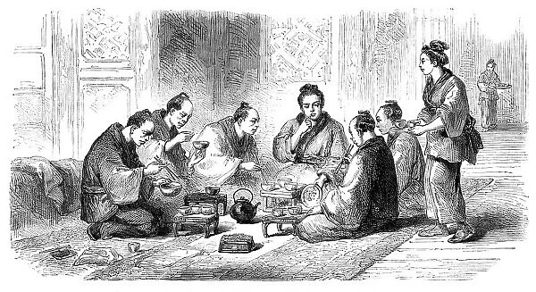 Japanese party at meals - from a sketch by our special artist, 1864. Creator: Unknown