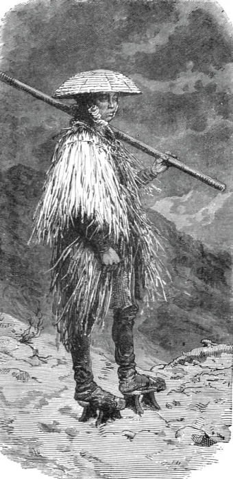 Framed Print : Japanese peasant in winter costume; A European Sojourn in Japan, 1875. Creator: Unknown Framed Print : Japanese peasant in winter costume; A European Sojourn in Japan, 1875. Creator: Unknown