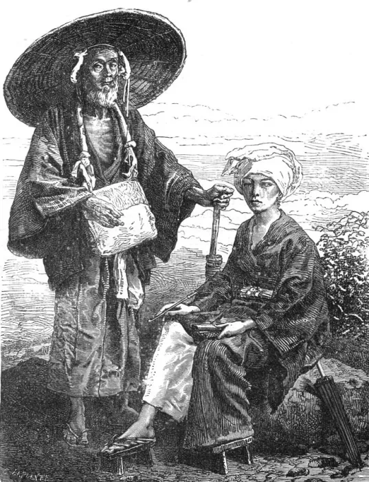 Framed Print : Japanese Pilgrims; A European Sojourn in Japan, 1875. Creator: Unknown Framed Print : Japanese Pilgrims; A European Sojourn in Japan, 1875. Creator: Unknown