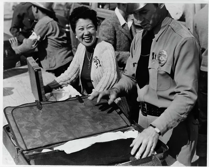 Framed Print : Japanese relocation, California, 1942. Creator: Dorothea Lange Framed Print : Japanese relocation, California, 1942. Creator: Dorothea Lange