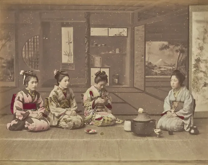 Framed Print : Japanese Tea Ceremonies, about 1875-1890s. Creator: Adolfo Farsari Framed Print : Japanese Tea Ceremonies, about 1875-1890s. Creator: Adolfo Farsari