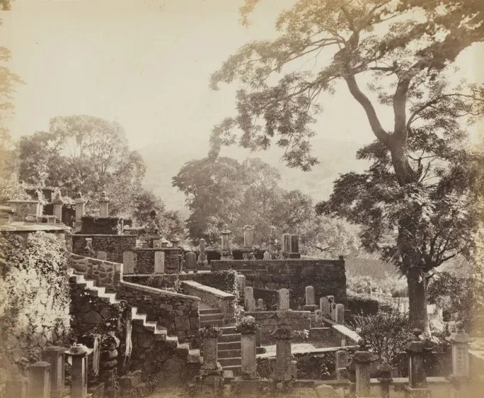 Framed Print : Japanese Temple Graveyard, Shuntoji, Nagasaki, c. 1867. Creator: Felice A. Beato (British Framed Print : Japanese Temple Graveyard, Shuntoji, Nagasaki, c. 1867. Creator: Felice A. Beato (British