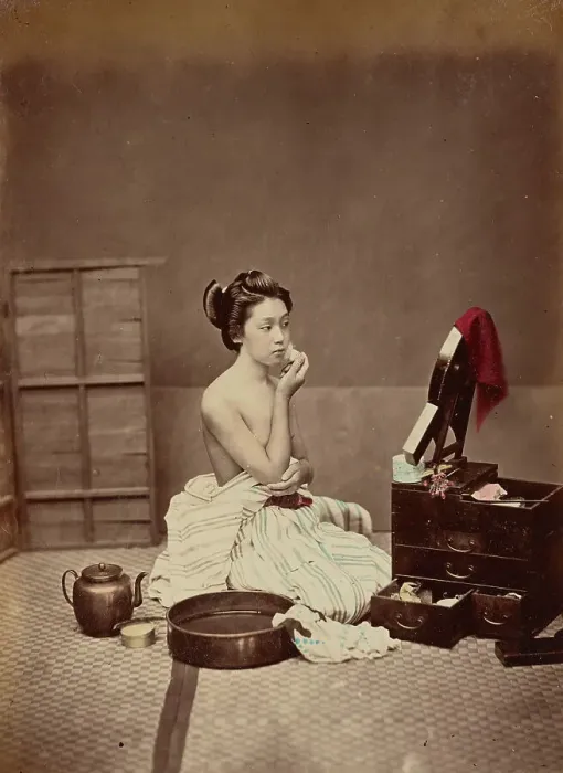 Framed Print : Japanese Toilet, 1870s-1890s. Creator: Kusakabe Kimbei Framed Print : Japanese Toilet, 1870s-1890s. Creator: Kusakabe Kimbei