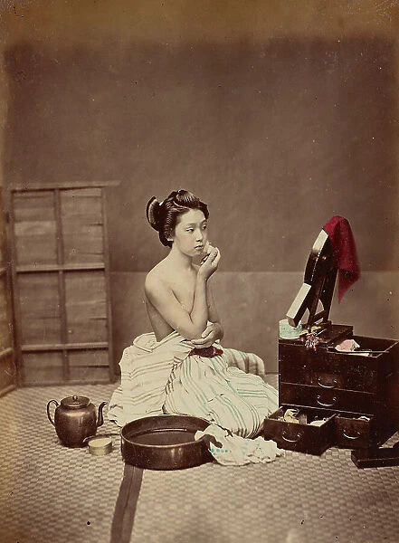 Japanese Toilet, c. 1890. Creator: Kimbei, Kusakabe (1841-1932)