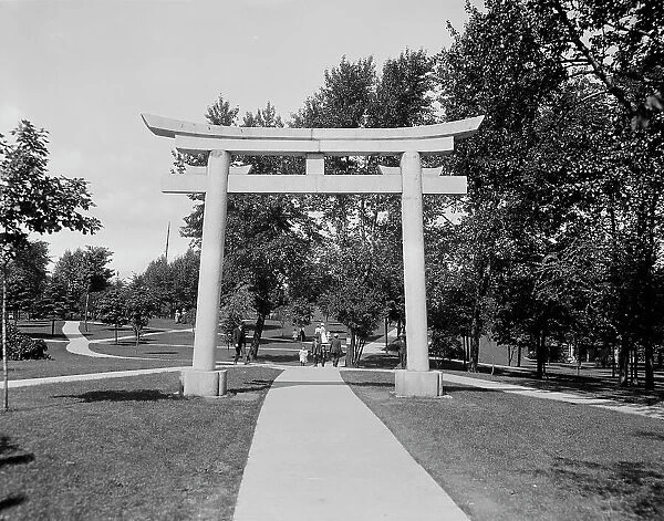 Japanese Torii, entrance canal park, Sault Ste. Marie, Mich. between 1900 and 1920. Creator: Unknown