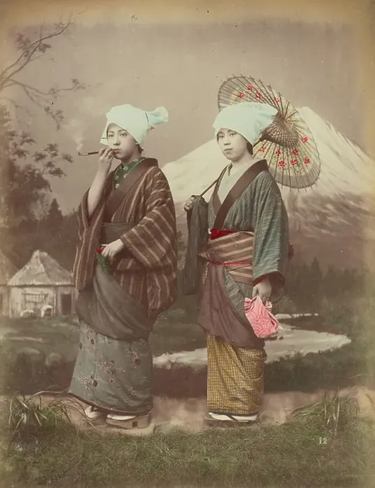 Framed Print : Japanese Travellers, 1870s-1890s. Creator: Kusakabe Kimbei Framed Print : Japanese Travellers, 1870s-1890s. Creator: Kusakabe Kimbei