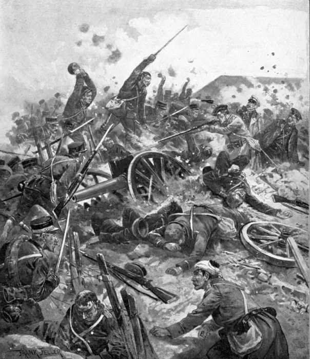 Framed Print : Japanese troops storming Russian Fort, Russo-Japanese War, 1904-5