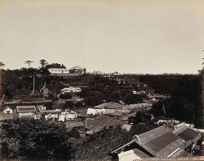 Framed Print : A Japanese village in wooded country, c1873. Creator: William Pryor Floyd Framed Print : A Japanese village in wooded country, c1873. Creator: William Pryor Floyd