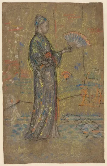 Framed Print : Japanese Woman Painting a Fan (recto); Standing Woman Holding Up Her Dress (verso), c Framed Print : Japanese Woman Painting a Fan (recto); Standing Woman Holding Up Her Dress (verso), c