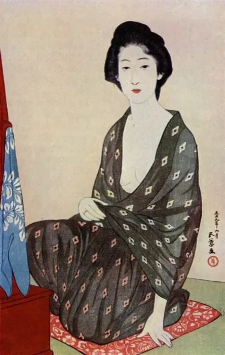 Framed Print : A Japanese woman wearing summer clothes, 1920 (1930). Artist: Hashiguchi Goyo Framed Print : A Japanese woman wearing summer clothes, 1920 (1930). Artist: Hashiguchi Goyo