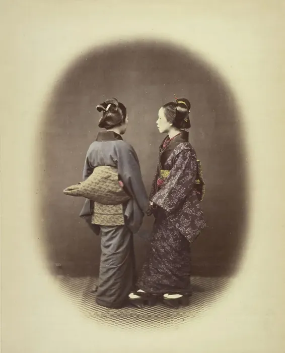 Framed Print : Two Japanese Women, 1868. Creator: Felice Beato Framed Print : Two Japanese Women, 1868. Creator: Felice Beato