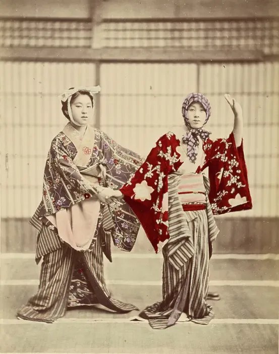 Framed Print : Two Japanese Women in Costume, about 1870-1890. Creator: Unknown Framed Print : Two Japanese Women in Costume, about 1870-1890. Creator: Unknown