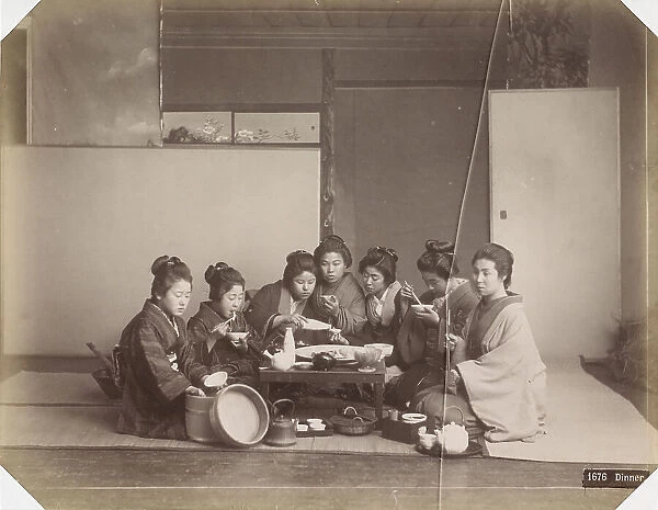 Japanese women at a meal, Between 1870 and 1890. Creator: Anonymous