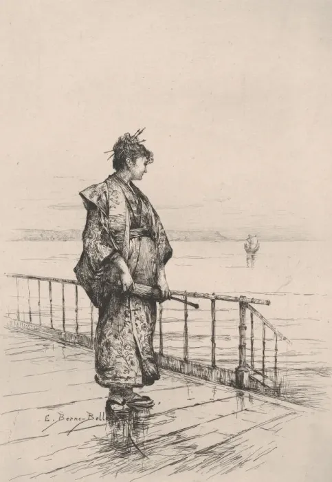 Framed Print : Japonaise, (Japanese Woman), 1877. Creator: Etienne Berne-Bellecour Framed Print : Japonaise, (Japanese Woman), 1877. Creator: Etienne Berne-Bellecour