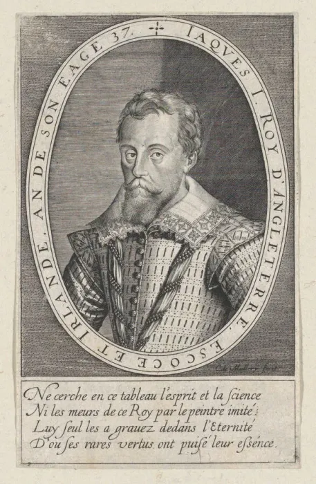 Framed Print : Jaques I Roy d Angleterre (King James I of England), ca. 1603 Creator: Karel van Mallery Framed Print : Jaques I Roy d Angleterre (King James I of England), ca. 1603 Creator: Karel van Mallery