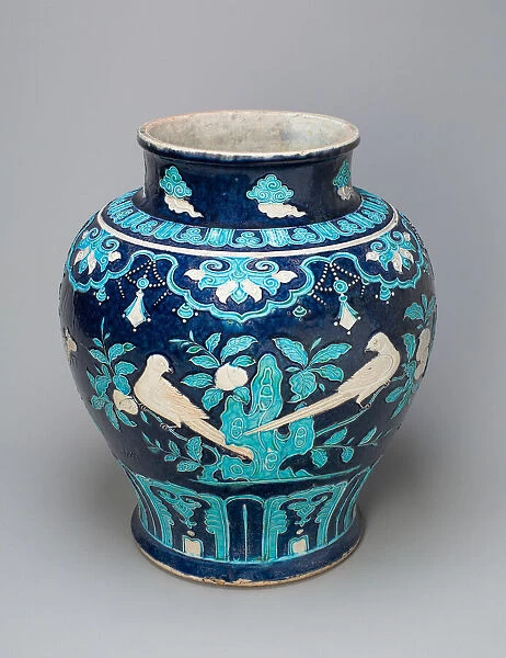 Jar with Birds and Butterflies on Flowering Branches, Ming dynasty (1368-1644)