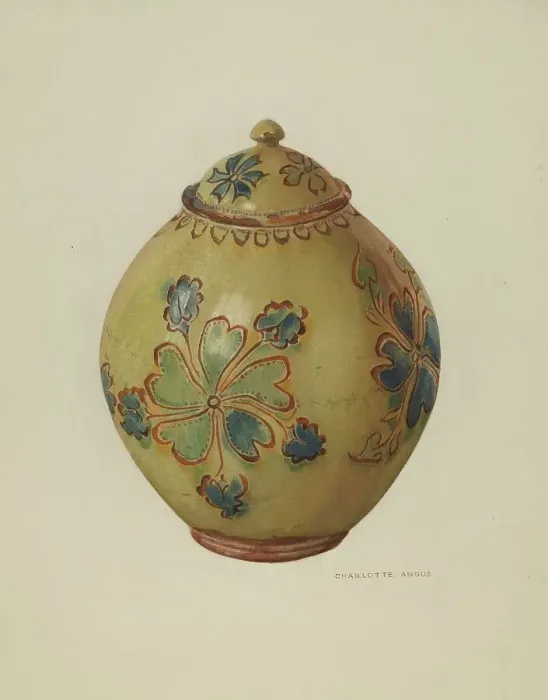 Framed Print : Jar with Cover, c. 1936. Creator: Charlotte Angus