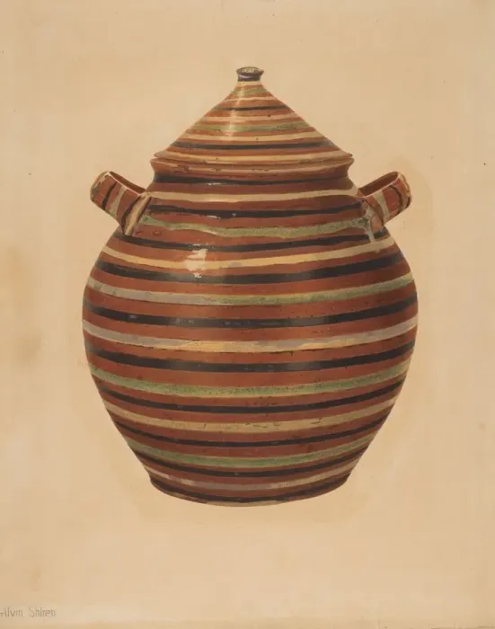 Framed Print : Jar with Cover, c. 1938. Creator: Alvin Shiren Framed Print : Jar with Cover, c. 1938. Creator: Alvin Shiren