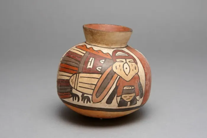 Framed Print : Jar Depicting an Abstract Bird with Trophy Head, 180 B. C. / A. D. 500. Creator: Unknown Framed Print : Jar Depicting an Abstract Bird with Trophy Head, 180 B. C. / A. D. 500. Creator: Unknown