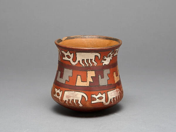 Jar Depicting Rows of Llamas and Abstract Stepped Motifs, 180 B. C.  /  A. D. 500
