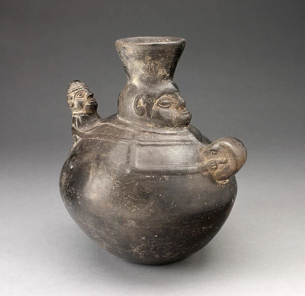 Jar in the Form of a Figure Holding a Drum and Carrying a Child, A.D. 1200  /  1450
