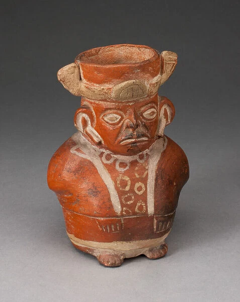 Jar in the Form of a Figure with Modeled Head and Painted Tunic, 100 B. C.  /  A. D. 500