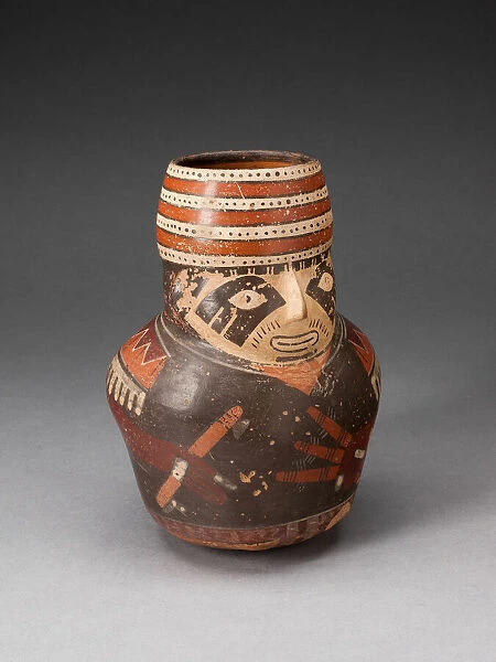 Jar in the Form of a Warrior Holding a Club and Other Weapons, 180 B. C.  /  A. D. 500